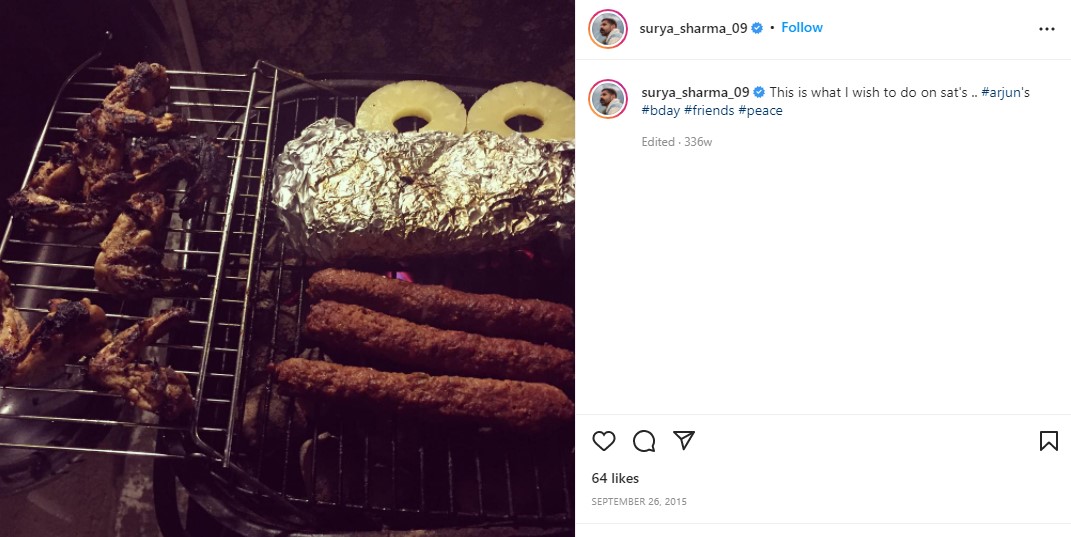 सूर्या शर्मा ने अपने खाने की आदतों के बारे में इंस्टाग्राम पर पोस्ट किया