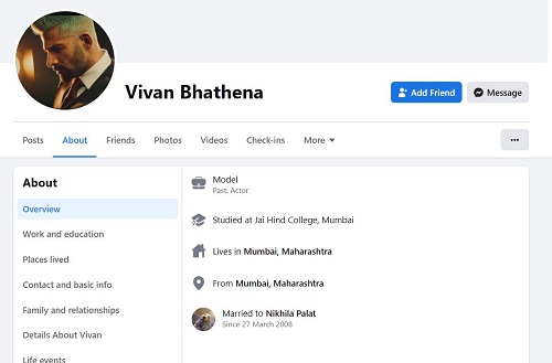 विवान भटेना के फेसबुक अकाउंट से एक अंश