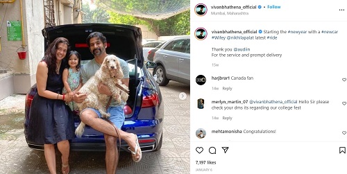 विवान भटेना की इंस्टाग्राम पोस्ट उनकी कार के बारे में 