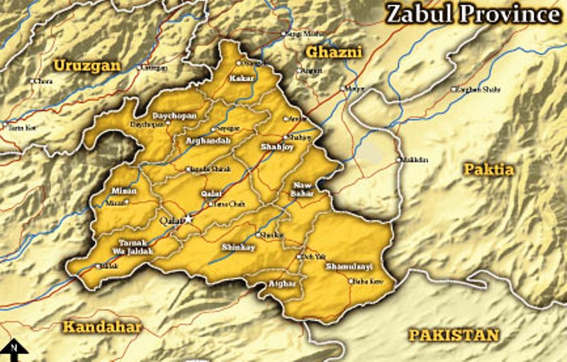ज़ाबुल प्रांत अफ़ग़ानिस्तान का एक पुराना नक्शा