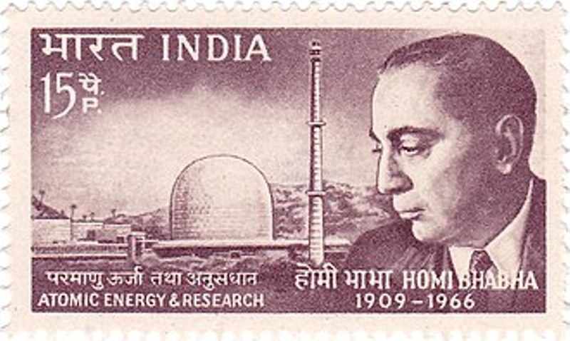 1966 के भारतीय डाक टिकट पर होमी जहांगीर भाभा