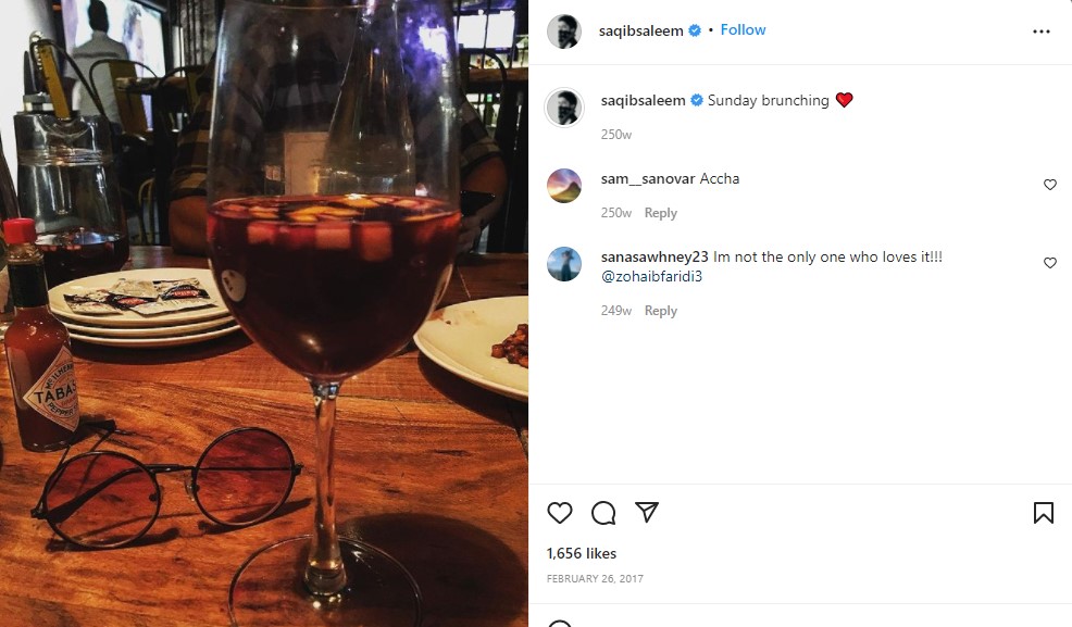 साकिब का इंस्टाग्राम पोस्ट उनकी शराब पीने की आदतों के बारे में
