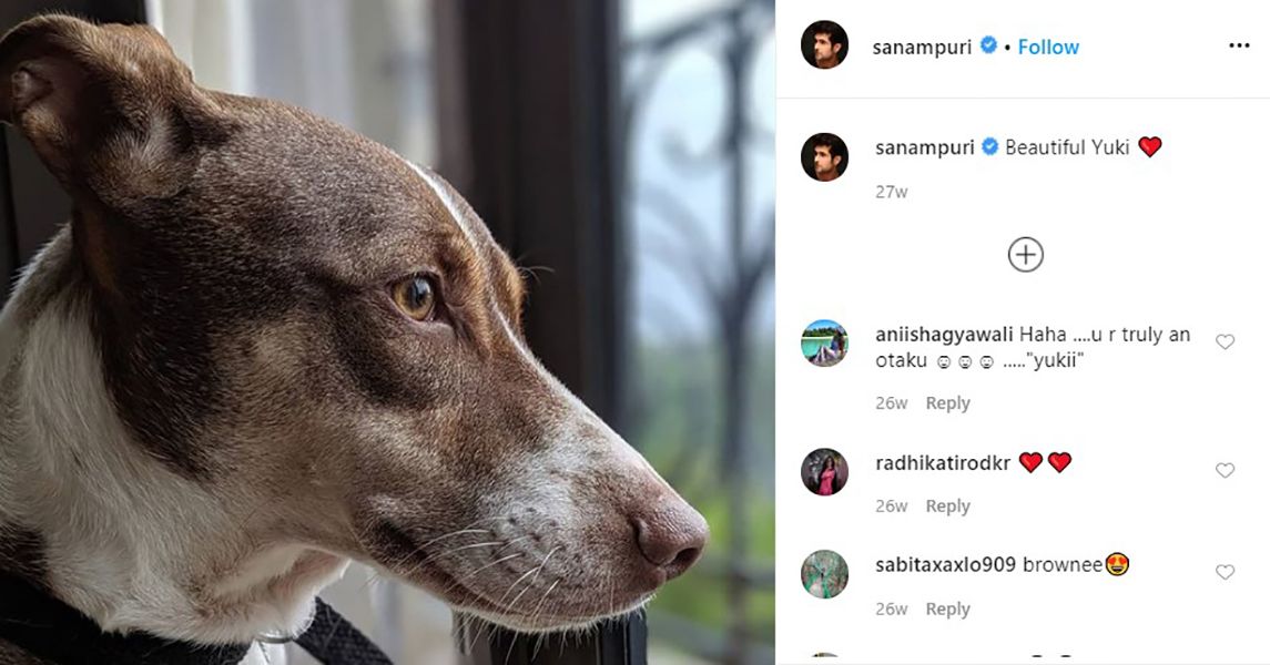 सनम पुरी का इंस्टाग्राम पोस्ट उनके कुत्ते युकि के बारे में
