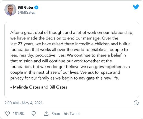 बिल गेट्स का एक ट्वीट