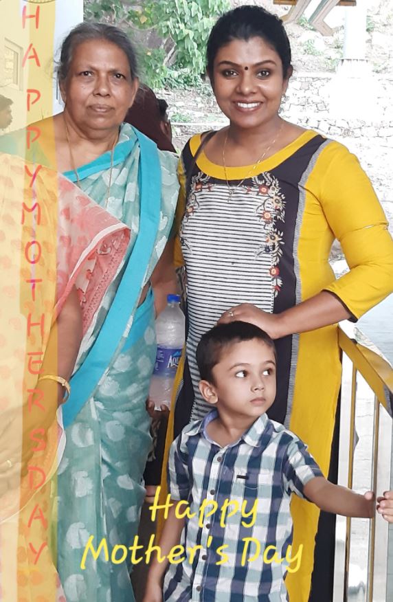 लक्ष्मी जयन अपनी मां और बेटे के साथ