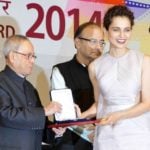 फिल्म क्वीन के लिए राष्ट्रीय पुरस्कार प्राप्त करतीं कंगना रनौत