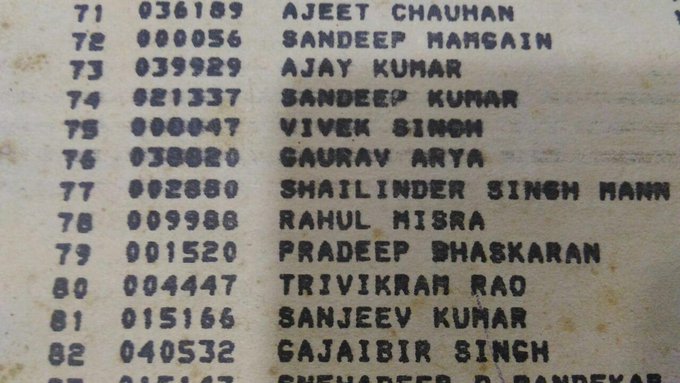 1992 एसएसबी अंतिम परिणाम सूची में गौरव आर्य का नाम