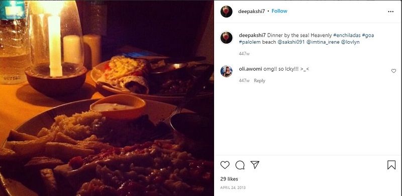 दीपाक्षी की इंस्टाग्राम पोस्ट उनके खाने की आदतों के बारे में