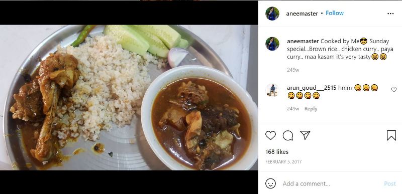 एनी मास्टर की एक इंस्टाग्राम पोस्ट उनके खाने की आदत के बारे में बता रही है।