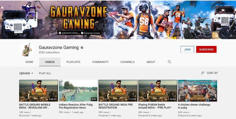 गौरव शर्मा का यूट्यूब गेमिंग अकाउंट