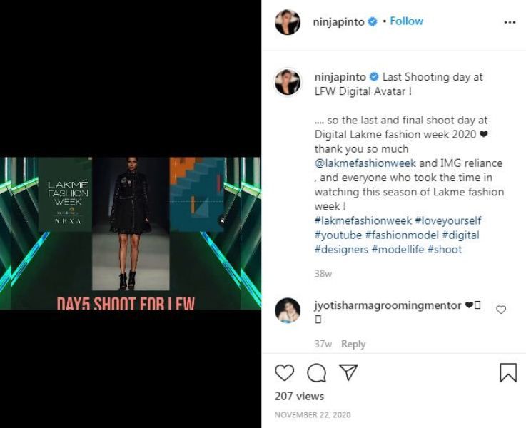 डिजिटल लैक्मे फैशन वीक 2020 के लिए वॉकिंग रैंप पर कैंडिस की इंस्टाग्राम पोस्ट