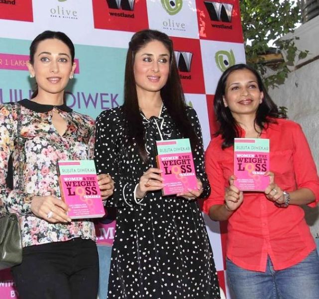 रुजुता दिवेकर कपूर बहनों करीना और करिश्मा के साथ अपनी दूसरी किताब के लॉन्च के मौके पर