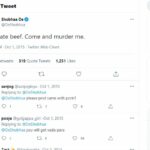 2015 में शोभा डे का विवादित ट्वीट कि उन्होंने बीफ खाया था