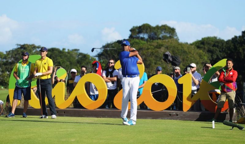 रियो डी जनेरियो में ओलंपिक गोल्फ कोर्स में गोल्फर अनिर्बान लाहिड़ी