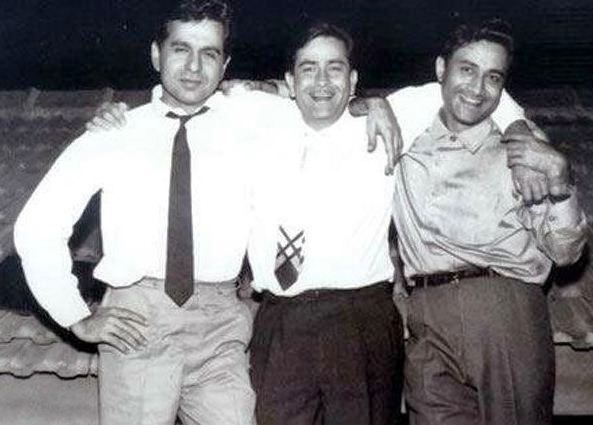 दिलीप कुमार (बाएं), राज कपूर (बीच में) और देव आनंद (दाएं)