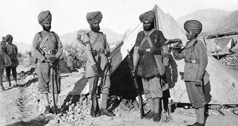 1896 में सिखों की 36वीं रेजीमेंट के सैनिक