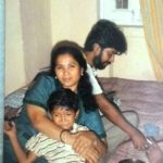 1980 के दशक में अमिता उदगता अपने पति और बेटे के साथ