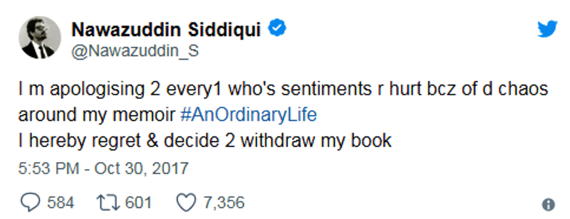 नवाजुद्दीन सिद्दीकी ने ट्विटर पर मांगी माफी